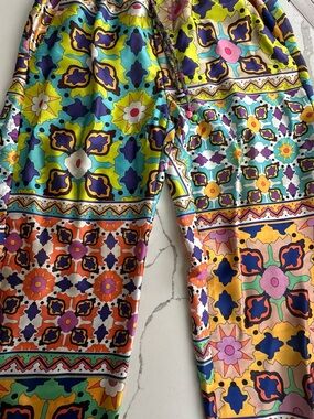 Zara Multicolor Floral Elastic Waist Skirt - Purple, Green, Pink